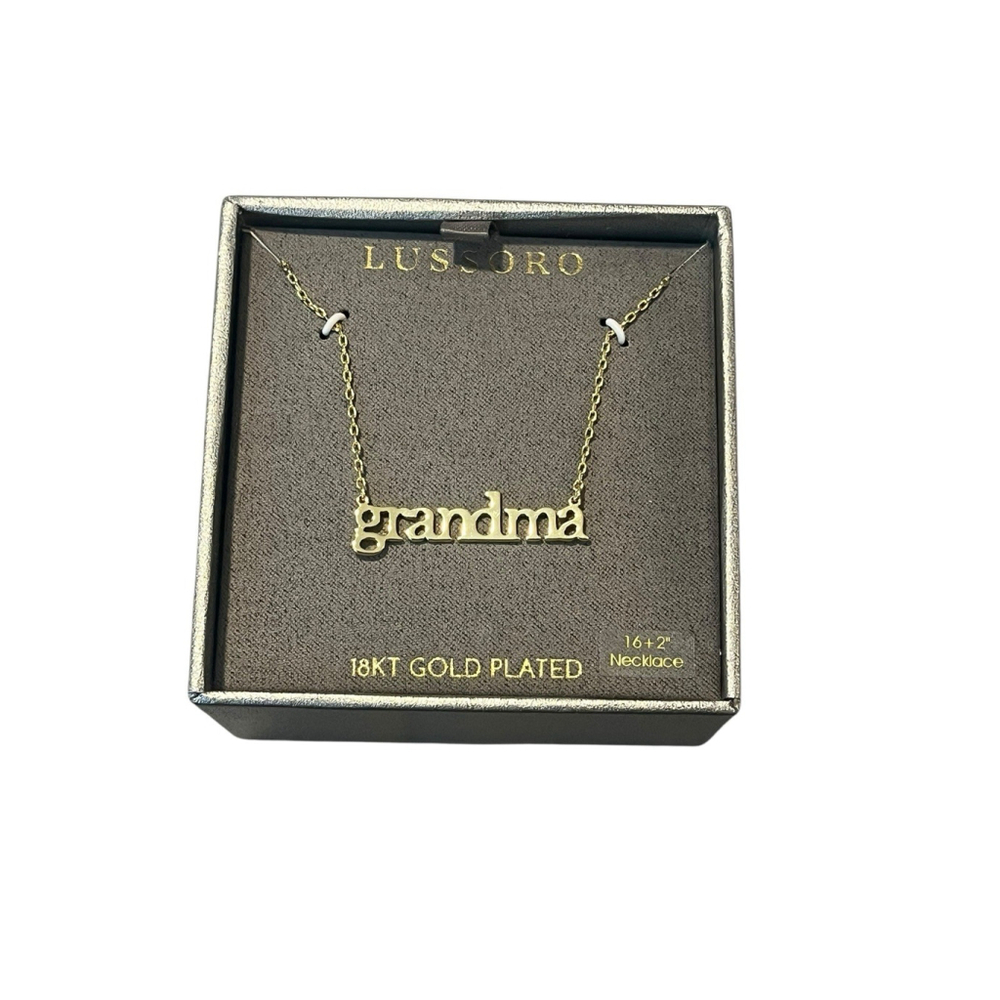 Lussoro 18k Gold Plated Grandma Pendant Necklace